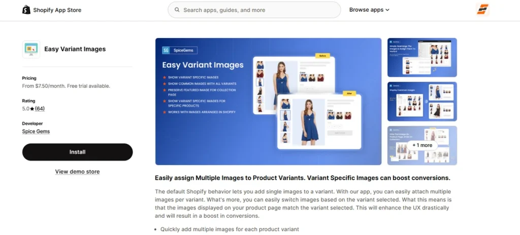 Screenshot of Easy Variant Images App