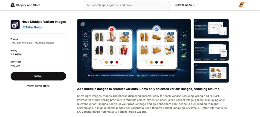 Screenshot of Nova Multiple Variant Images App