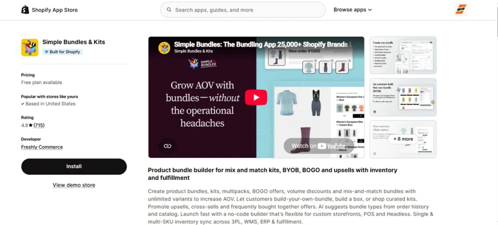 Screenshot of Simple Bundles and Kits