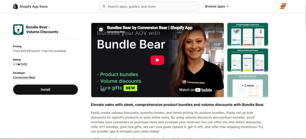 Screenshot of Bundle Bear Volume Discounts App