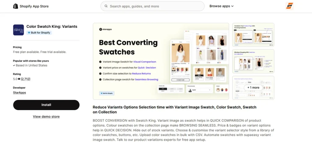 Screenshot of Color Swatch King Variants