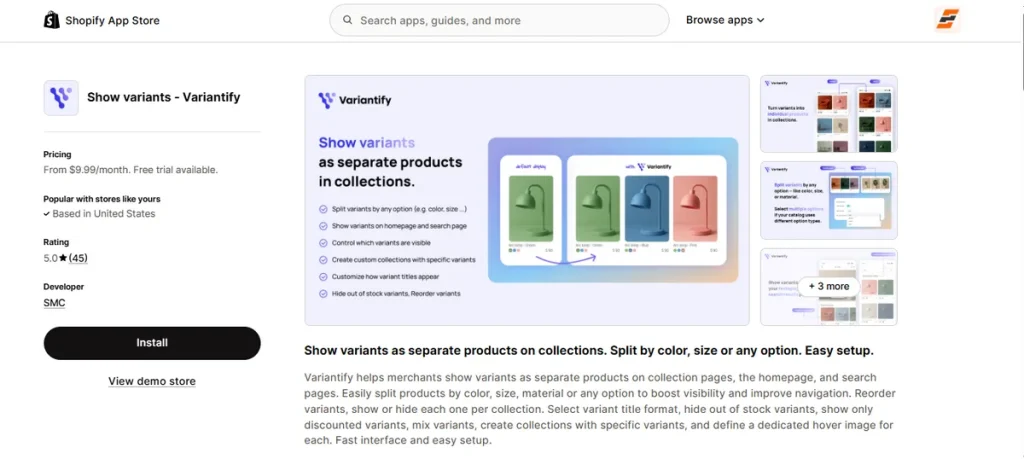 Screenshot of Variantify