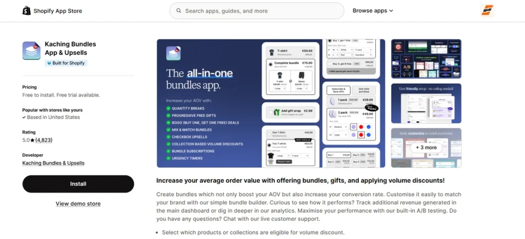 Kaching Bundles App and Upsells