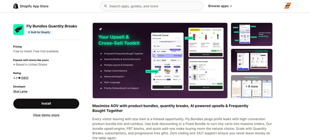 Screenshot Fly Bundles Quantity Breaks
