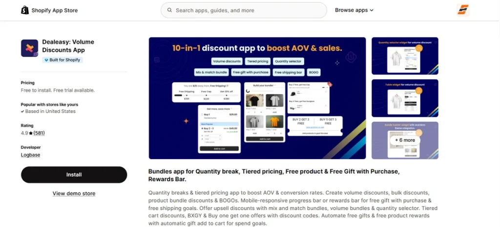 Screenshot of Dealeasy Volume Discount App