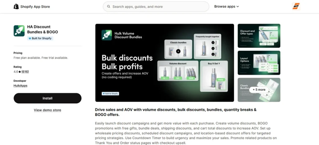 Screenshot of HA Discount Bundles and BOGO