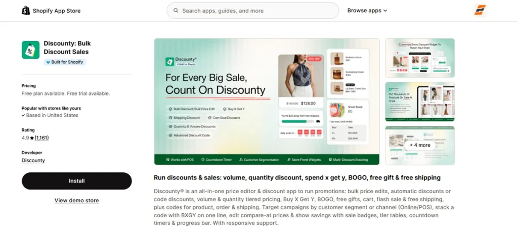Screenshot of Discounty Bulk Discount Sales
