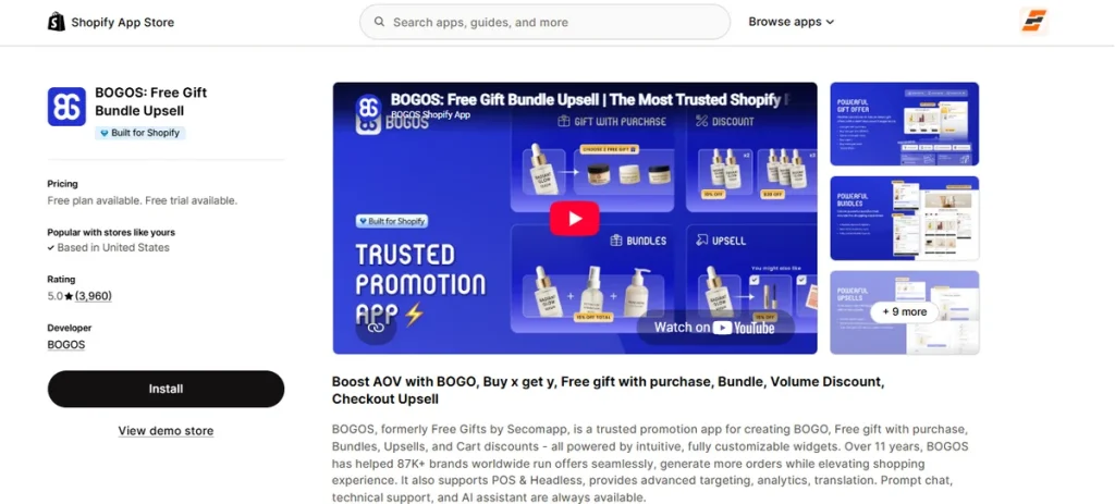 Sreenshot of BOGOS Free Gift Bundle Upsell