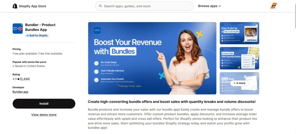Screenshot of Bundler Product Bundles App