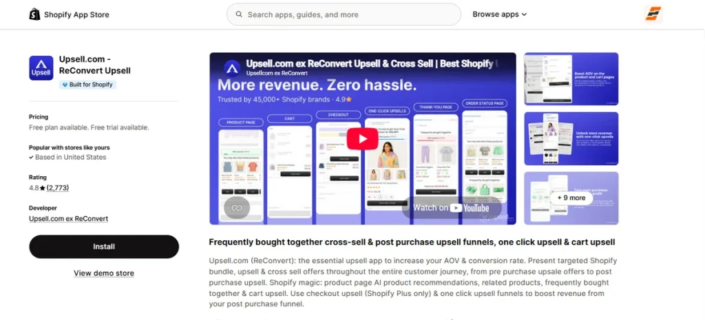 Screenshot of Upsell Reconvert