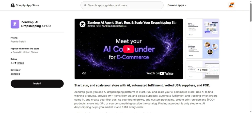 Screenshot of Zendrop
