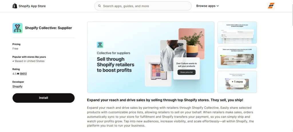 Screenshot of Shopify Collective