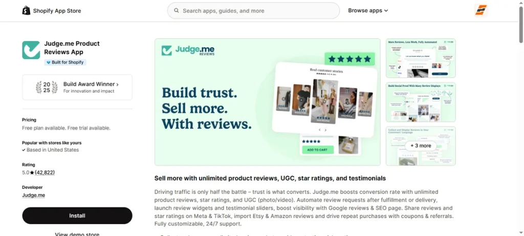 Screenshot of Judge me App