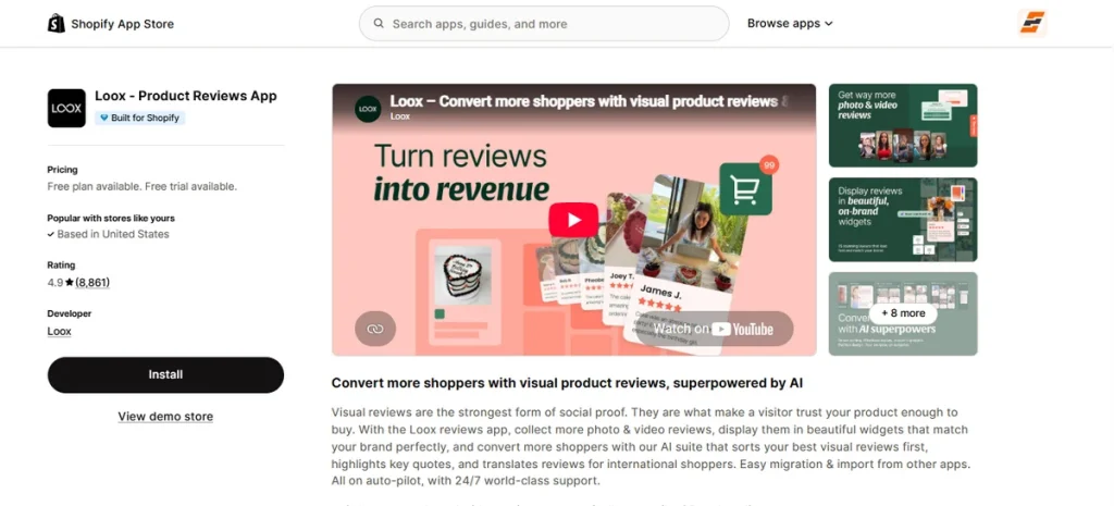 Screenshot of Loox for Clothing Store