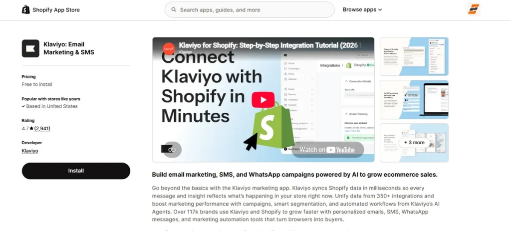 Screenshot of Klaviyo for Clothing Store