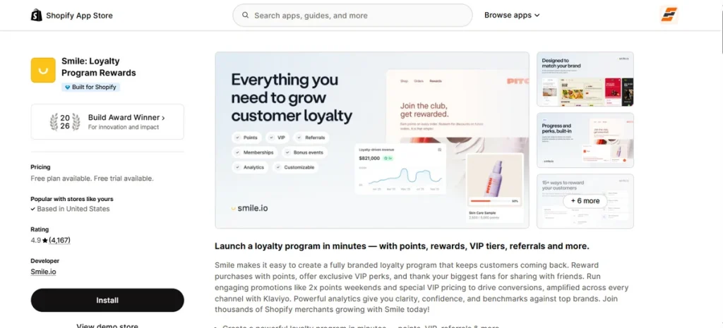 Screenshot of Smile for Clothing Store