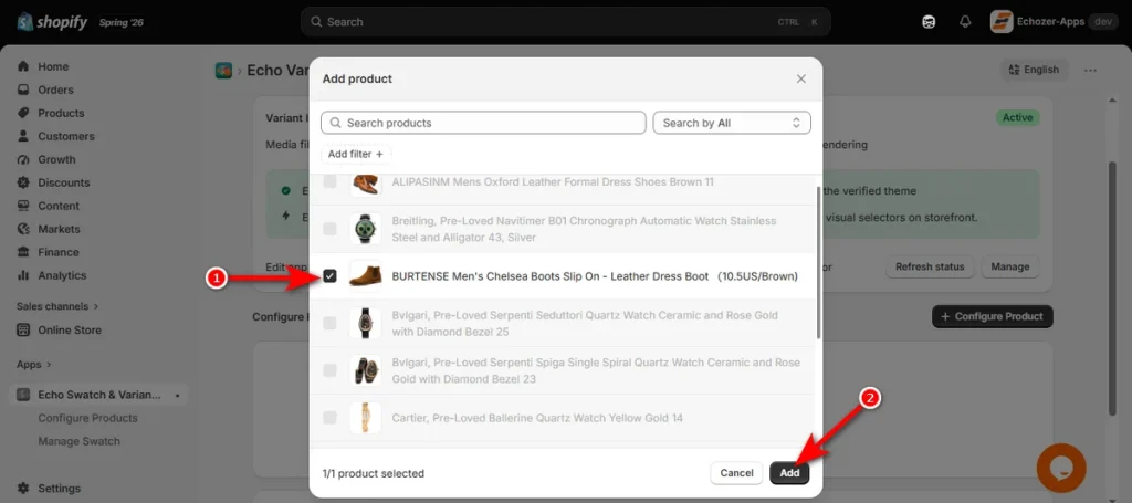 Checkmark a Variant Product and Hit Add Button