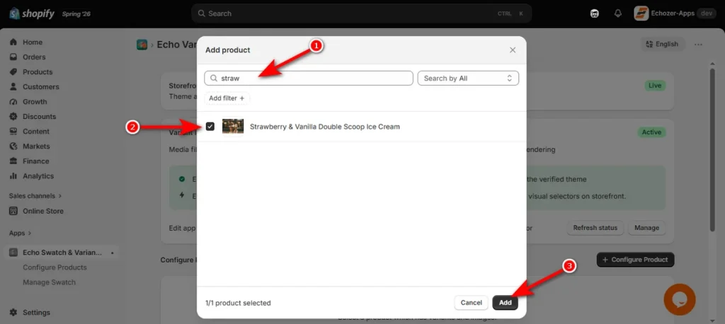 Checkmark a Product and Hit Add Button