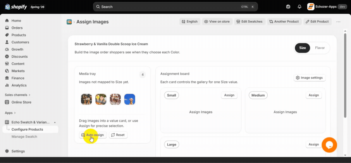 Animation of Echo Swatch Assigning Product Variant Images