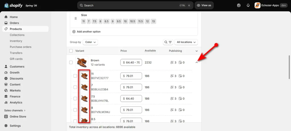 Choose the Main Image for Each Variant