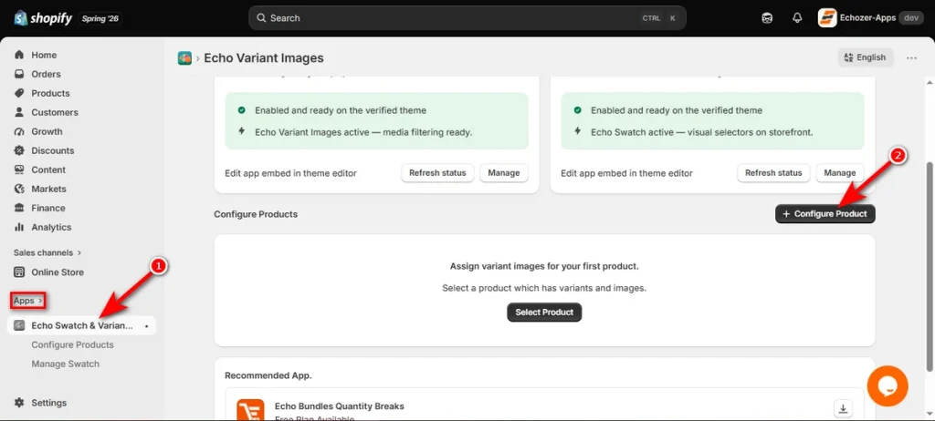 Tap the Plus Configure Product Button of Echo Swatch