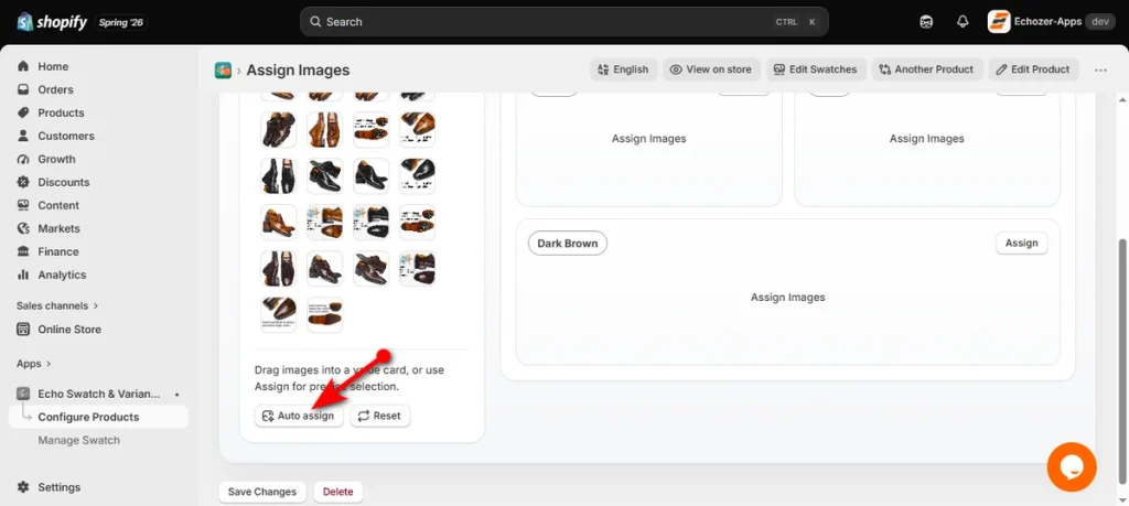 Hit the Auto Assign Button of Echo Swatch