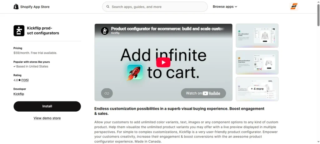 Screenshot of Kickflip Product Configurators
