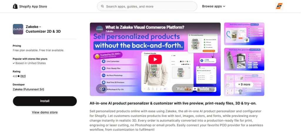 Screenshot of Zakeke
