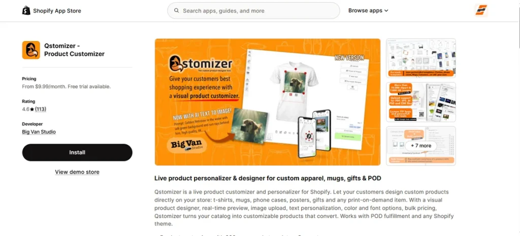 Screenshot of Qstomizer