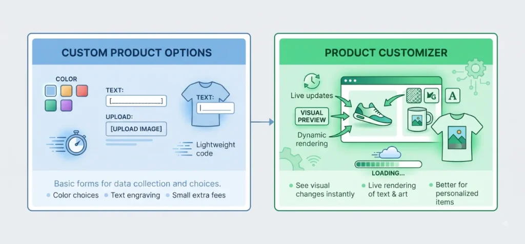 Custom Product Options vs Product Customizer