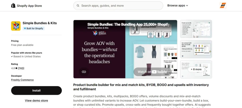 Screenshot of Simple Bundles and Kits