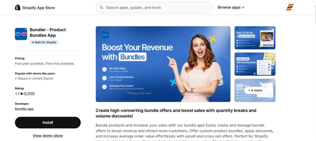 Screenshot of Bundler Product Bundles App