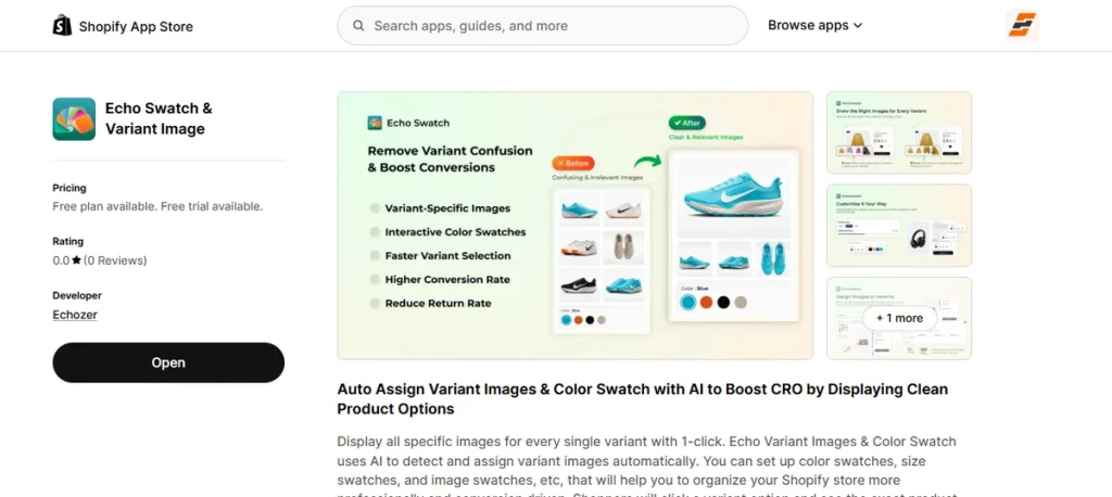 Screenshot of Echo Swatch