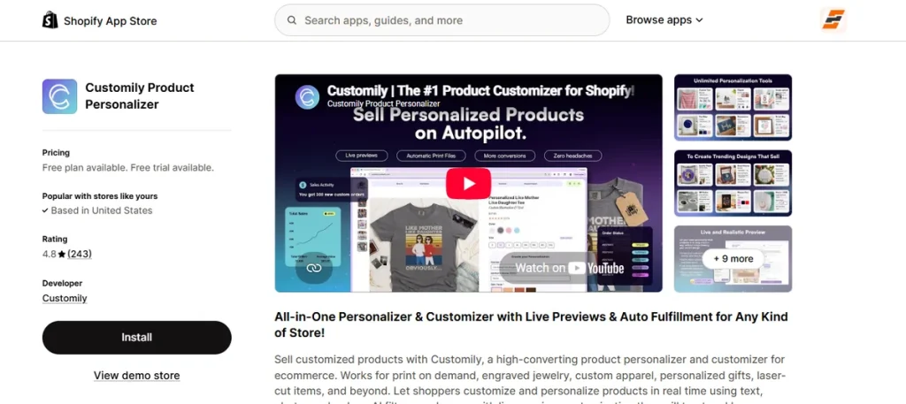Screenshot of Customily Product Personalizer