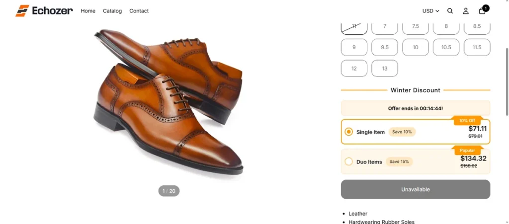 Screenshot of Automatic Discount by Echo Bundle on Product Page