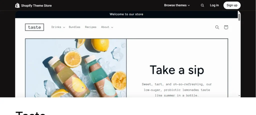 Screenshot of Taste Shopify Theme