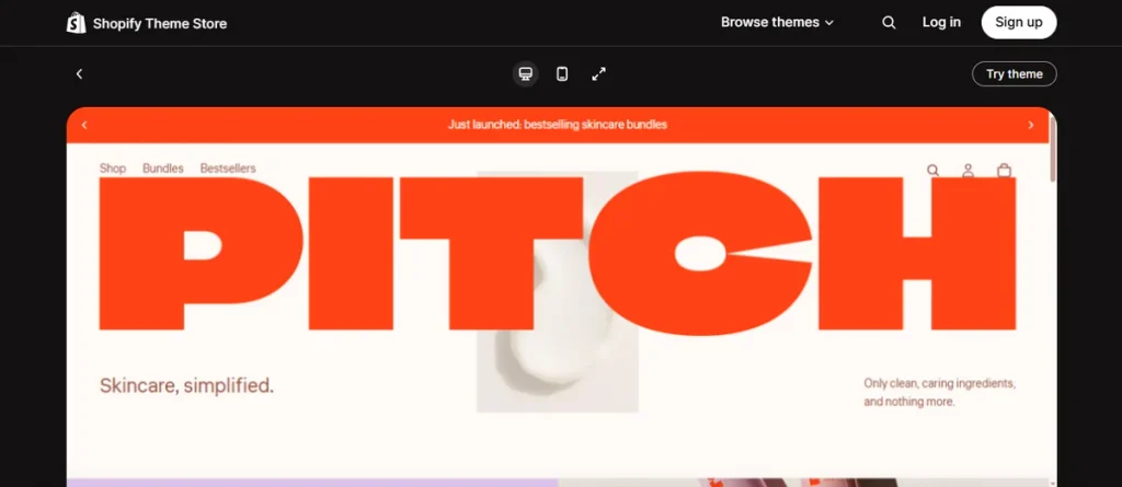 Screenshot Pitch Shopify Theme