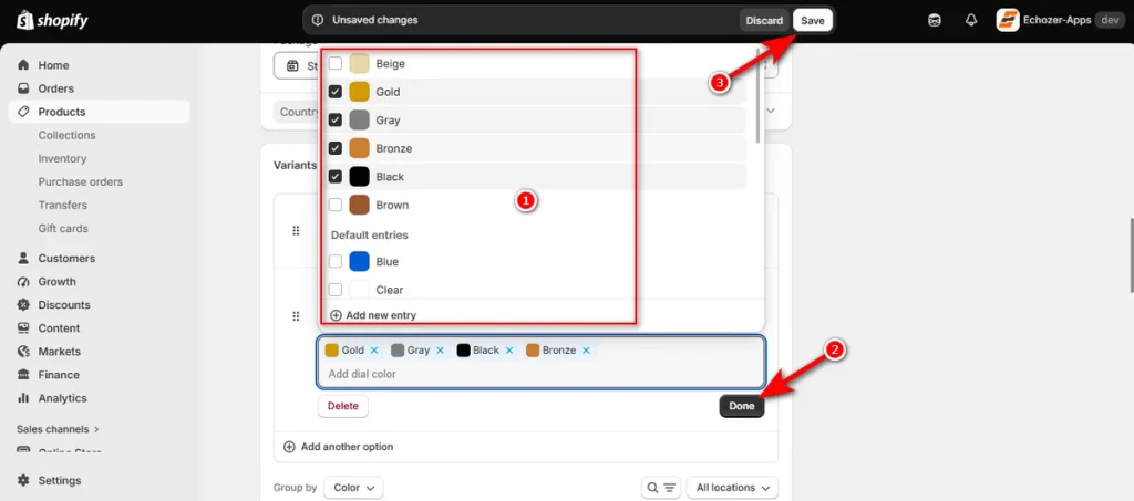 Select Colors and Click Save